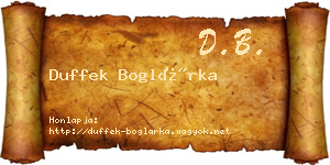 Duffek Boglárka névjegykártya